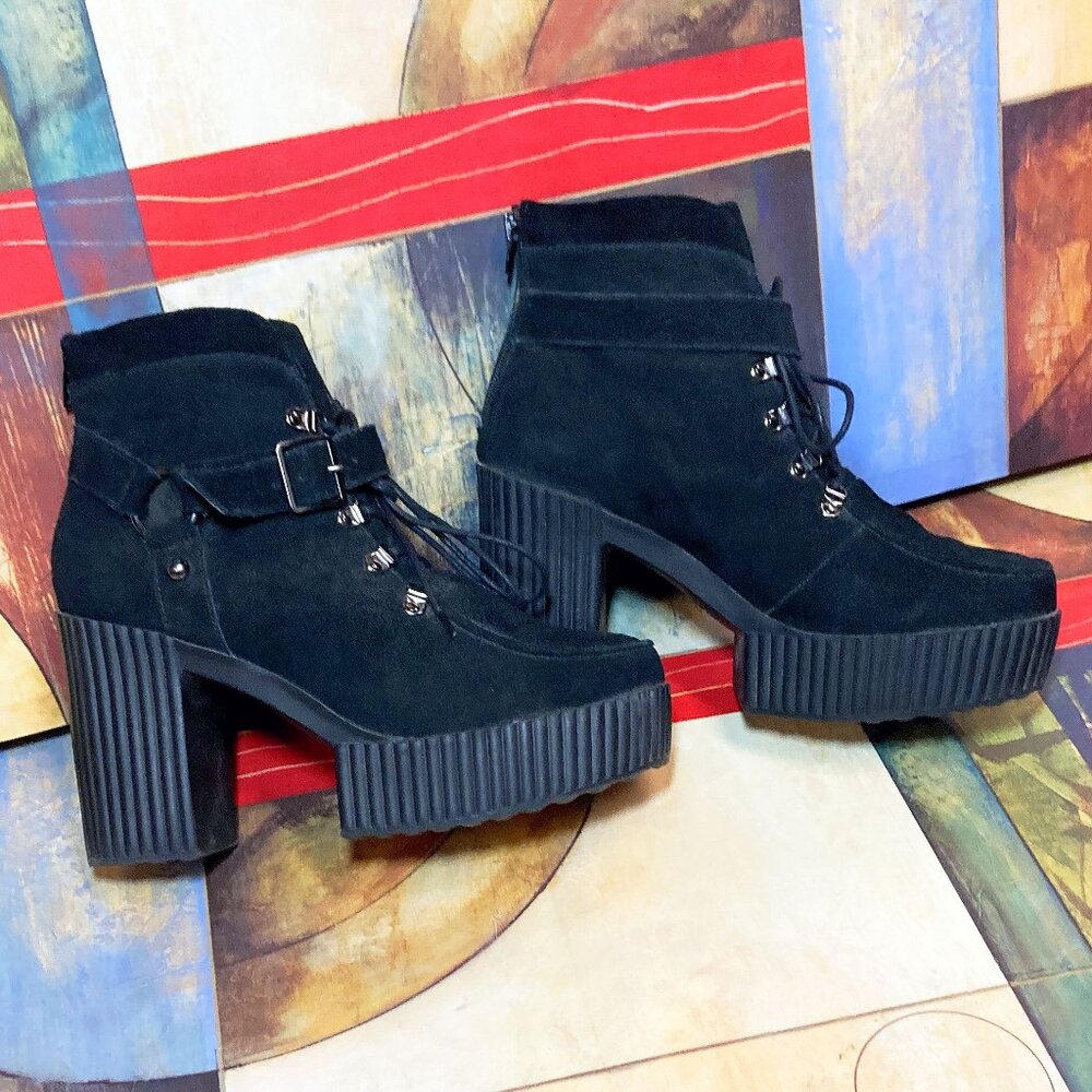 Women's T.U.K. Ankle Boots Size 11 Platform Buckle Strap Shoes TUK Yuni Boot 11